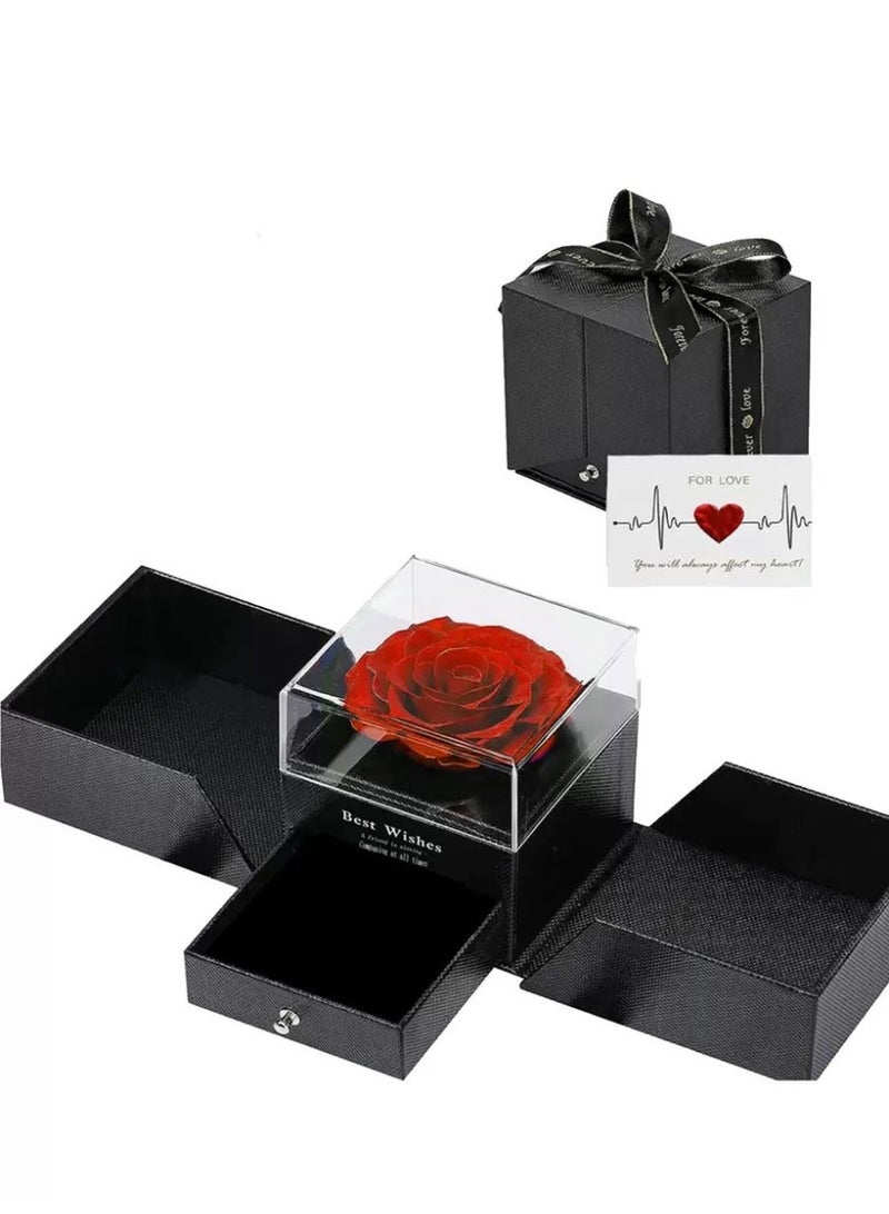 AuliceVerse Perfect Valentine‘s Gift – ”Eternal Love“ Red Rose & Heart Necklace Set | Copper with Red Zircon & Preserved Flower in Dual-Opening Box - Image 2